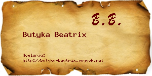 Butyka Beatrix névjegykártya